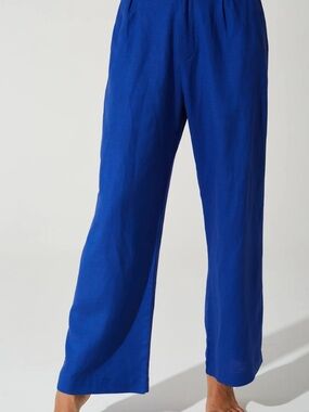 Sincerely Jules Royal Blue Linen Pull On Pants Size Small